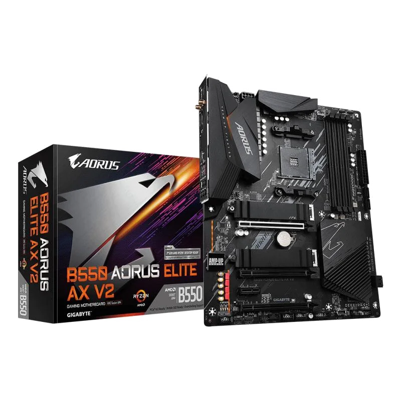 GIGABYTE B550 AORUS ELITE AX V2 Carte mère - Processeurs AMD Ryzen 5000, VRM 12+2 phases, jusqu'à 4733 MHz DDR4, 1xPCIe 4.0 + 1xPCIe 3.0 M.2, Wi-Fi 6E, LAN 2.5GbE, USB 3.2 Gen 2
