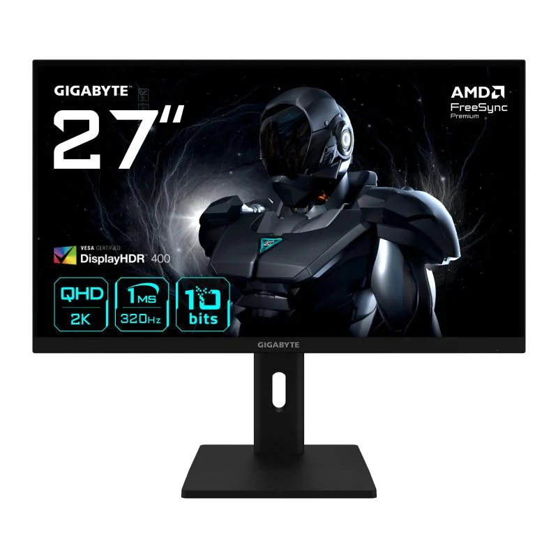 GIGABYTE G27Q3 Moniteur Gaming 27” 2K QHD - 2560 x 1440, 320Hz, 1ms, 350 cd/m², FreeSync Premium, Display HDR400, HDMI 2.0, DisplayPort 1.4