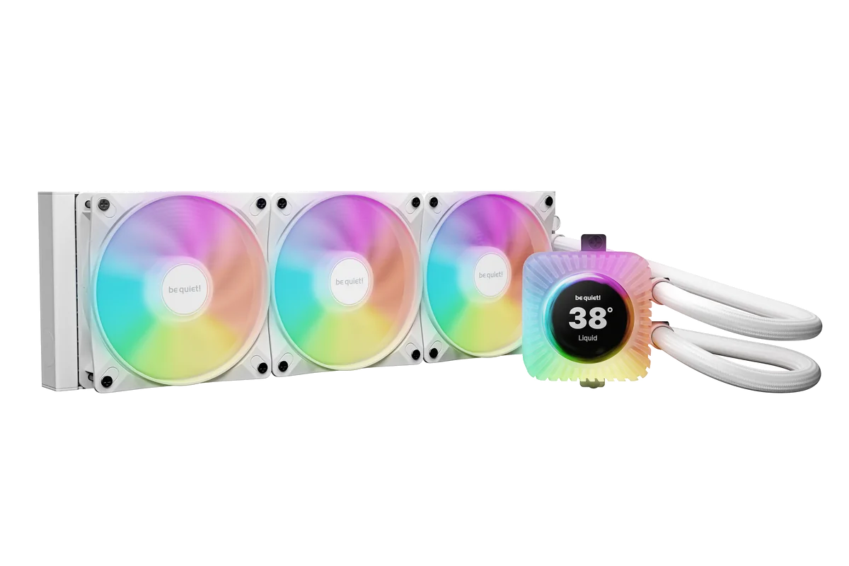 be quiet! Light Loop IO LCD 360 mm | Système de refroidissement liquide tout-en-un, 360 mm, blanc, écran IPS, socket Intel et AMD, ARGB, pilotage via logiciel IO Center