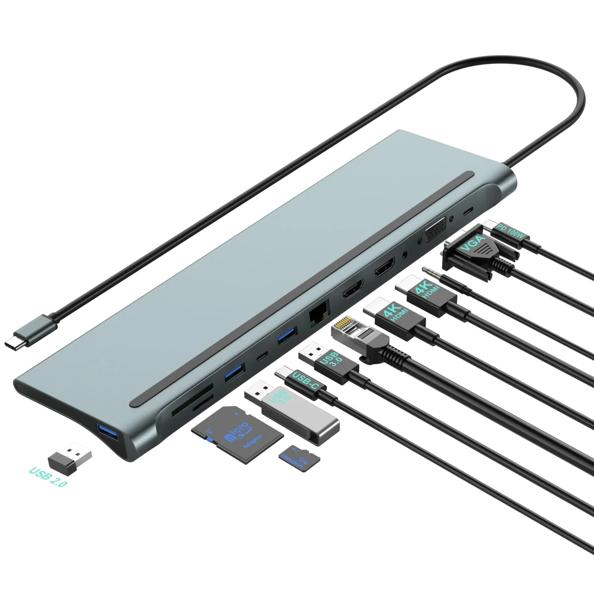 Station d'accueil USB-C 3.0 CableXpert 9-01 (Gris)