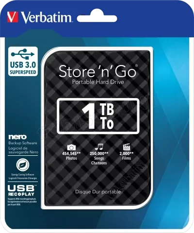 Disque Dur externe Verbatim Store'N'Go - 1To (Argent)