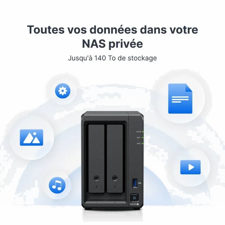 Serveur NAS Synology Diskstation DS725+ - 2 baies/0TO