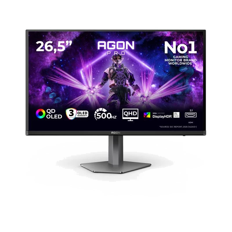 AOC AGON PRO AG276QKD2 écran plat de PC 67,3 cm (26.5") 2560 x 1440 pixels Quad HD QD-OLED Noir, Gris
