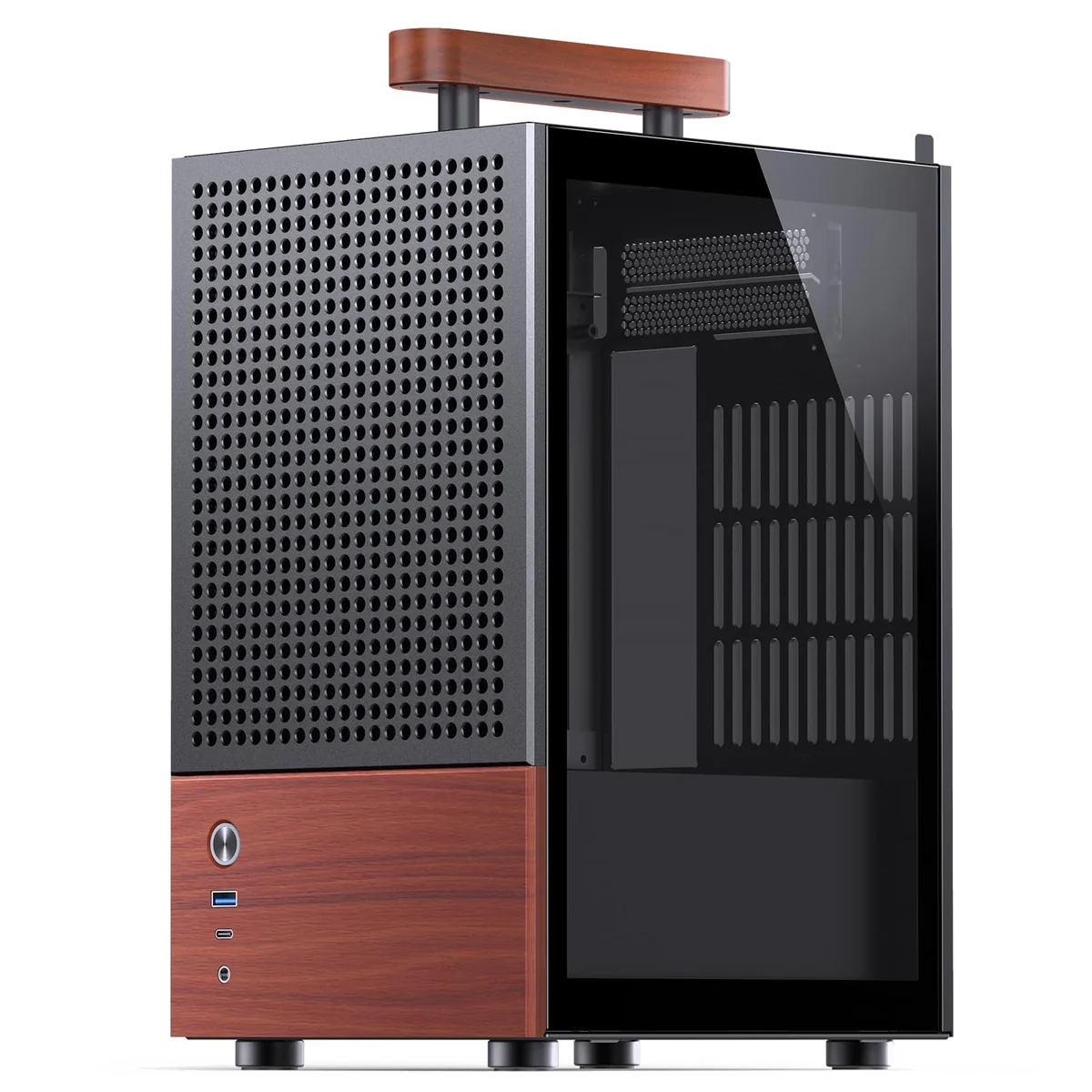 Boitier Mini Tour Mini ITX Jonsbo T6 avec panneau vitré (Noir/Bois)