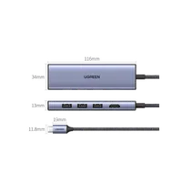 Ugreen 20956A hub & concentrateur USB Type-C 5000 Mbit/s Argent - 4