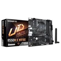 GIGABYTE B550M K WIFI6E Carte Mère – AMD Ryzen 5000 CPUs, jusqu’à 4733 MHz DDR4, 1x PCIe 4.0 + 1x PCIe 3.0 M.2, Wi-Fi 6E, LAN 1 GbE, USB 3.2 Gen 1 - 2
