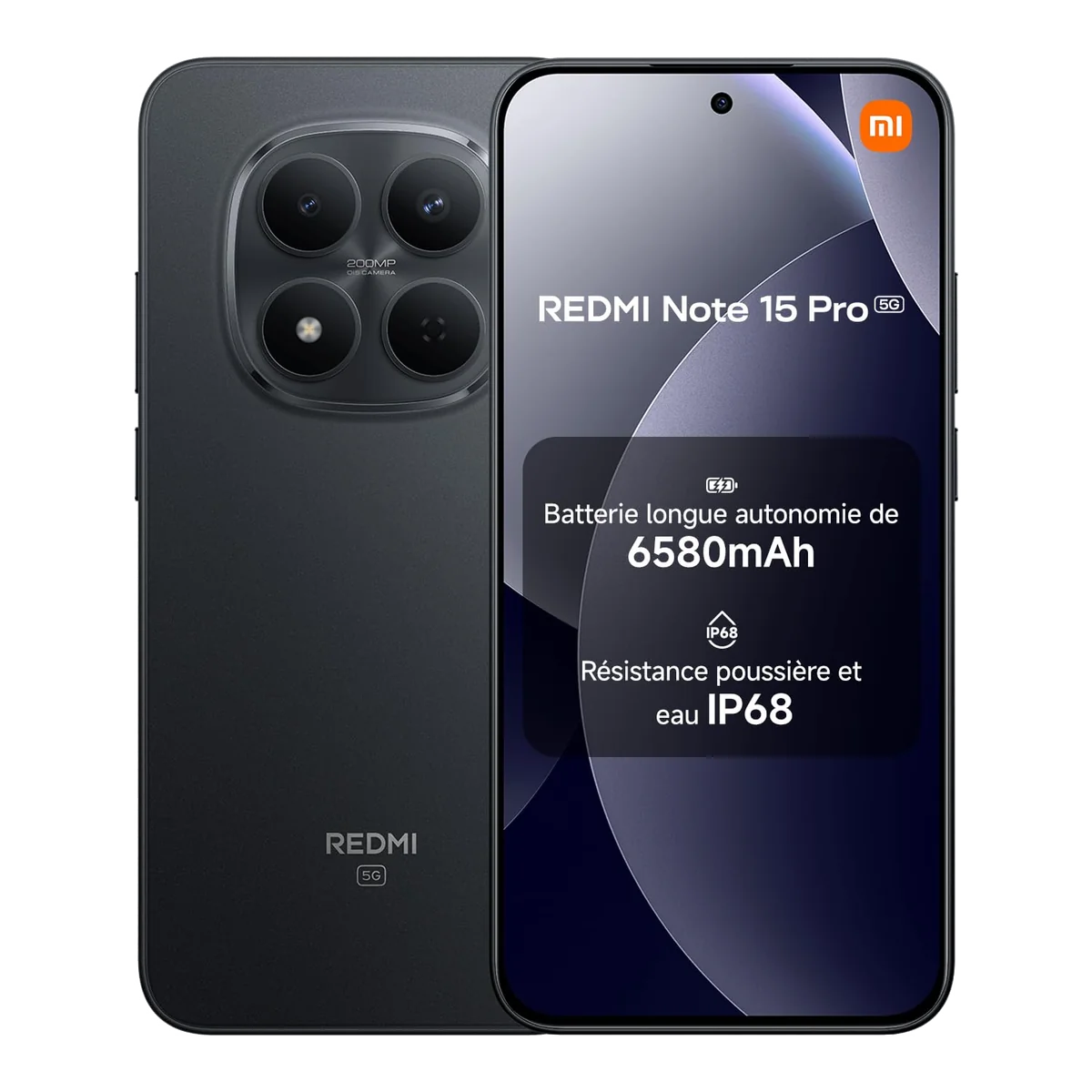 XIAOMI Redmi Note 15Pro+ 5G 6,83 8/256Go 200Mp. • Noir (TCP 14€ inc)