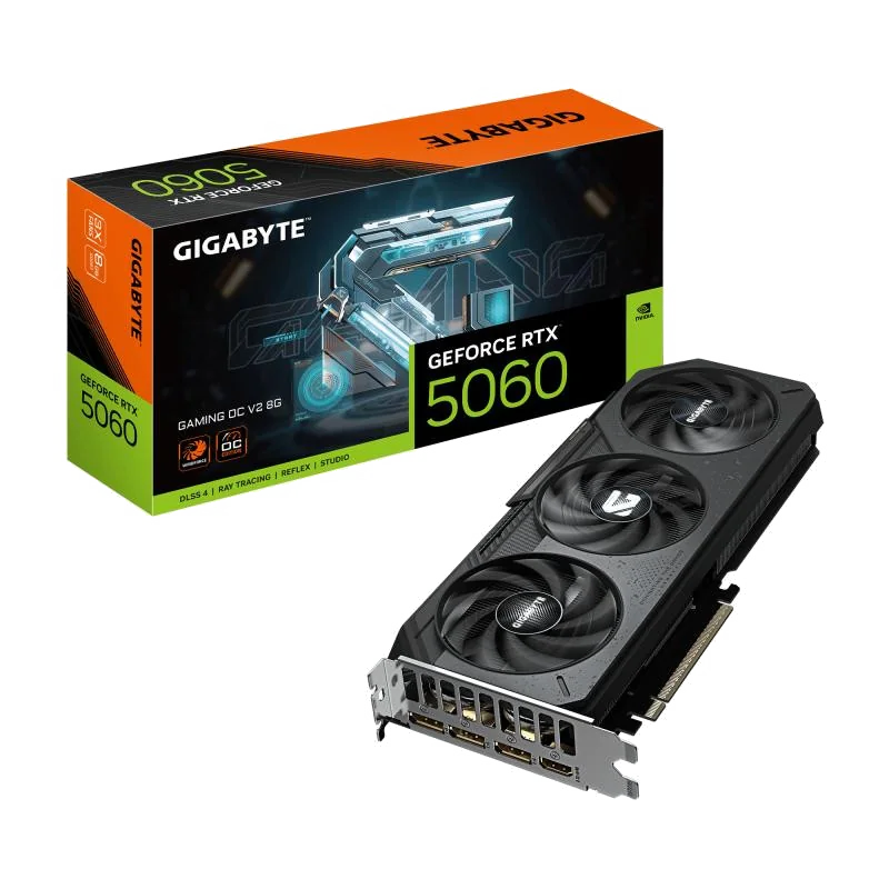 GIGABYTE GeForce RTX 5060 GAMING OC V2 8G – Carte graphique, 8GB GDDR7, 128bit, PCI-E 5.0, 2602 MHz Core Clock, 3 × DisplayPort, 1 × HDMI, DLSS 4, GV-N5060GAMING OC V2-8GD