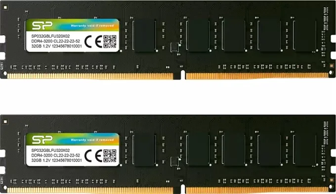 Kit Barrettes mémoire 16Go (2x8Go) DIMM DDR4 Silicon Power 3200Mhz CL22 (Noir)
