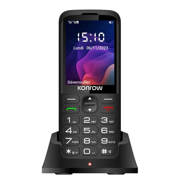 KONROW SENIOR 280 NEXT 4G DS 2,8 Bluetooth +Dock de charge * Noir