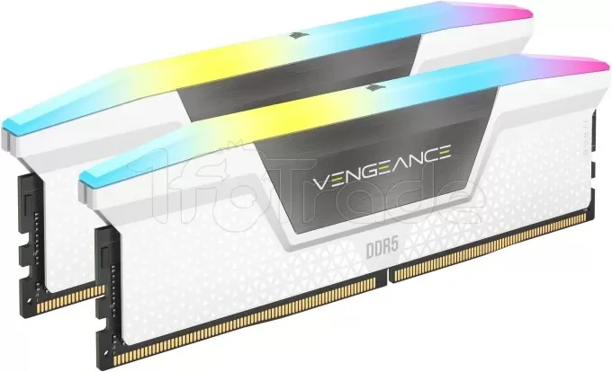 Kit Barrettes mémoire 32Go (2x16Go) DIMM DDR5 Corsair Vengeance RGB 5600MHz CL40 (Blanc)