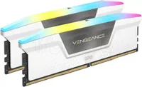 Kit Barrettes mémoire 32Go (2x16Go) DIMM DDR5 Corsair Vengeance RGB 5600MHz CL40 (Blanc)