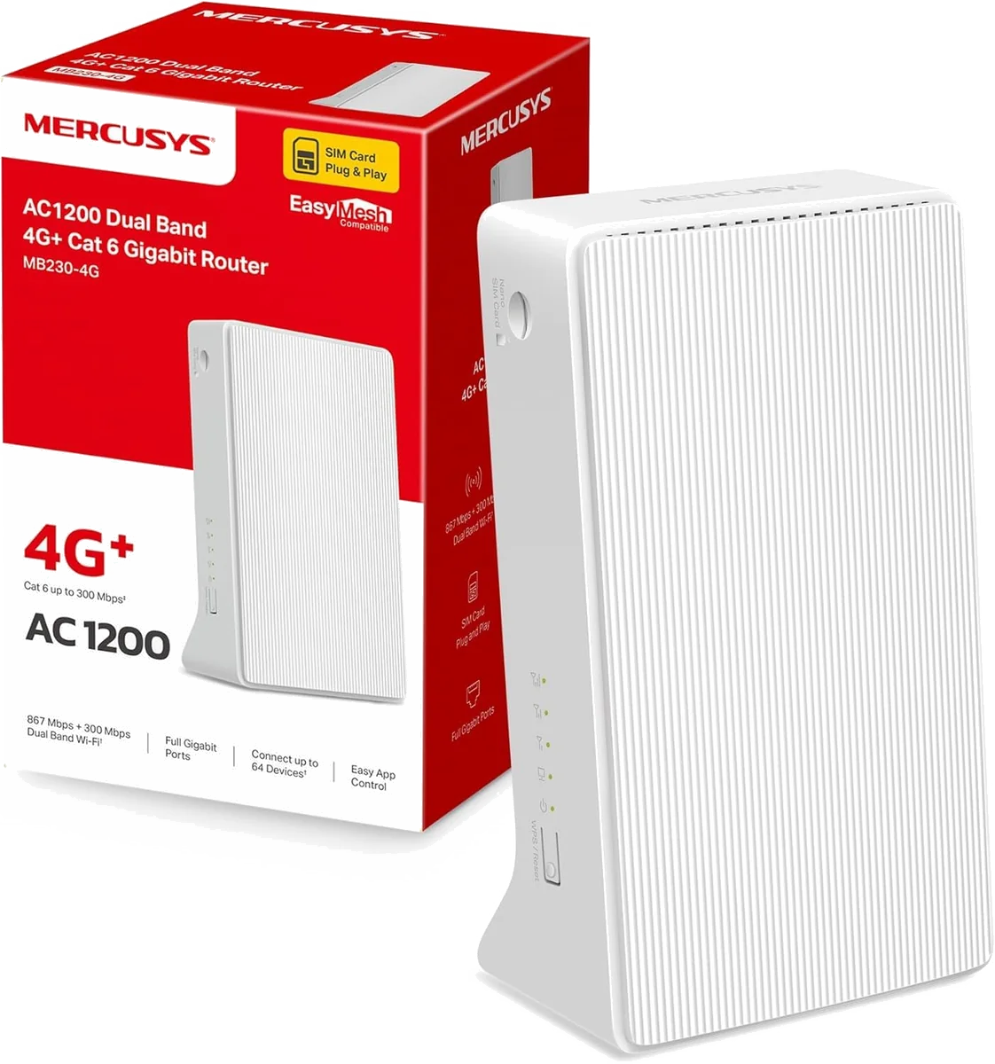 MERCUSYS MB230-4G+ Routeur 4G+ LAN/WAN WiFi Dual Band 1200Mbps (SIM)
